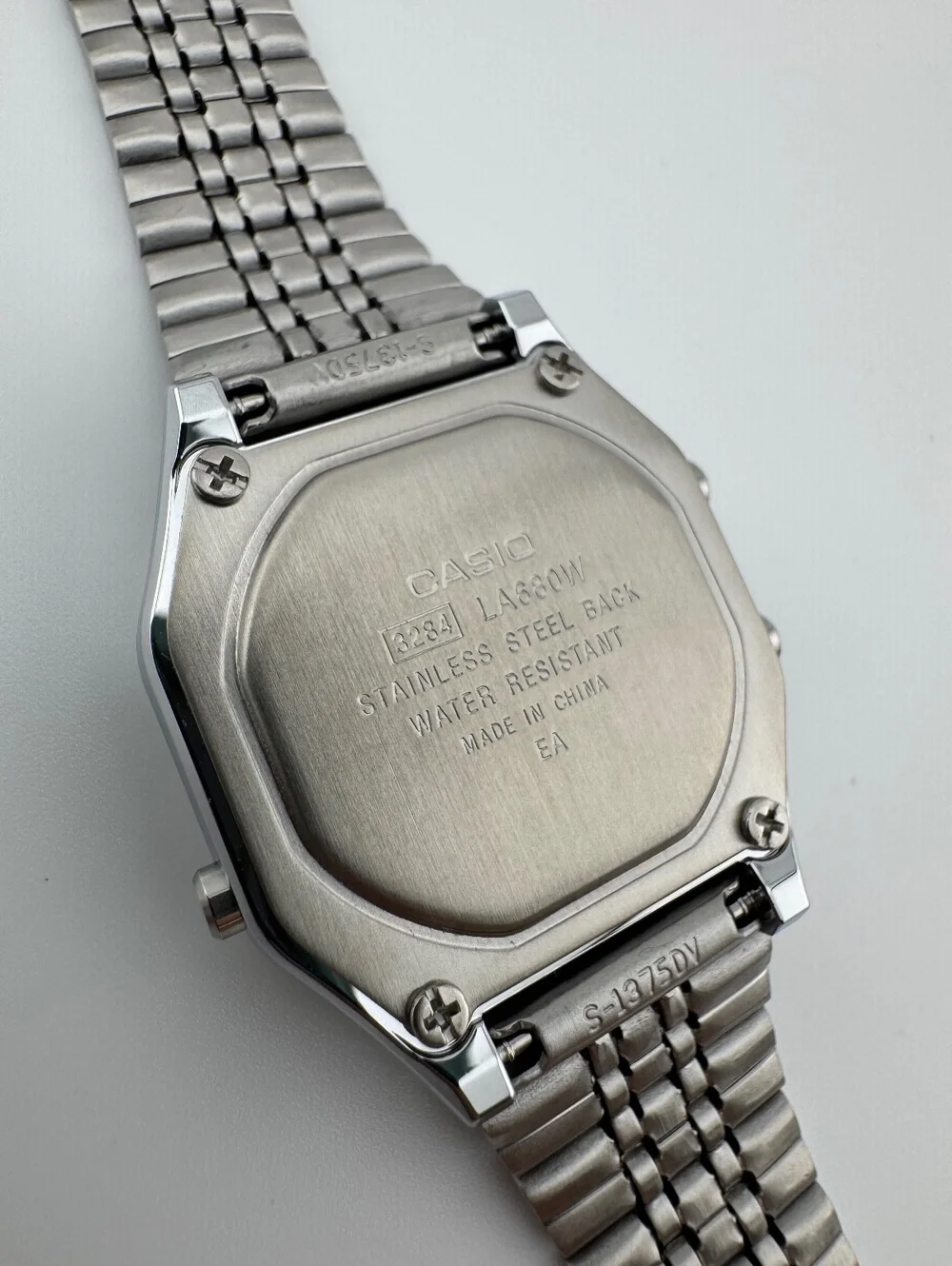 Casio Vintage Floral Digital Watch, Silver Stainless Steel Bracelet, Unisex